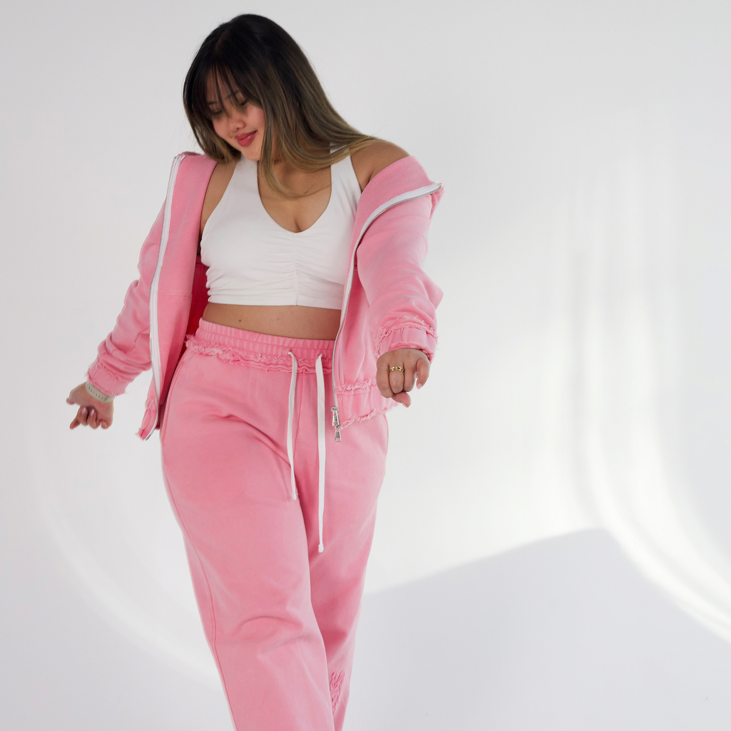 Arlor  Zipper  Acidic Wash Tracksuit Set