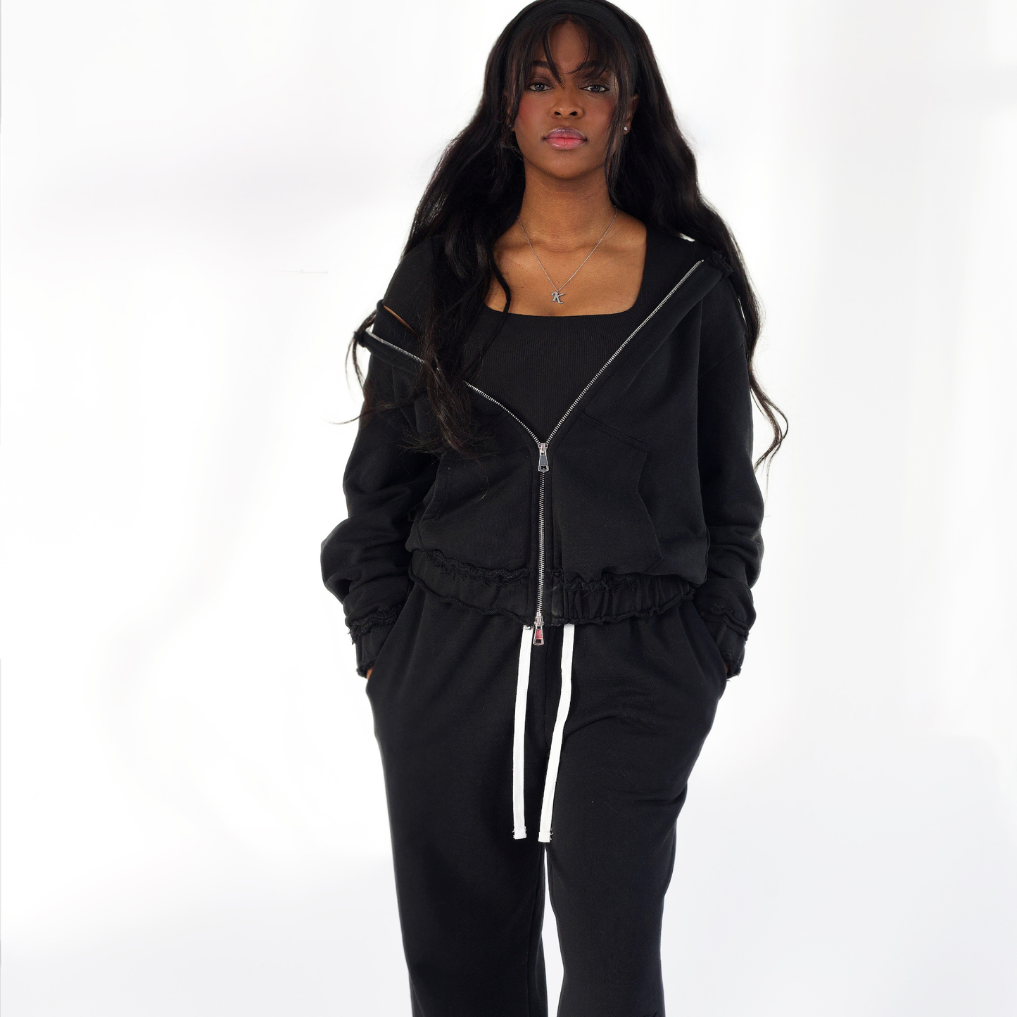 Arlor  Zipper  Acidic Wash Tracksuit Set